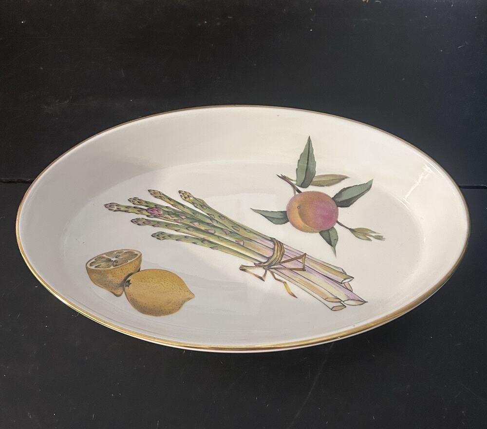 Royal Worcester Evesham Oval Serving Bowl Platter Asparagus Peach Lemon